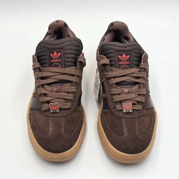 adidas Samba XLG x Minecraft Kids Sneakers Shoes JQ8934 Brown Size 6 New